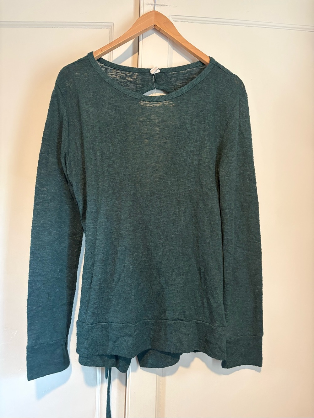 Lazy Sundays Forest Green Open Wrap Back Long Sleeve Shirt